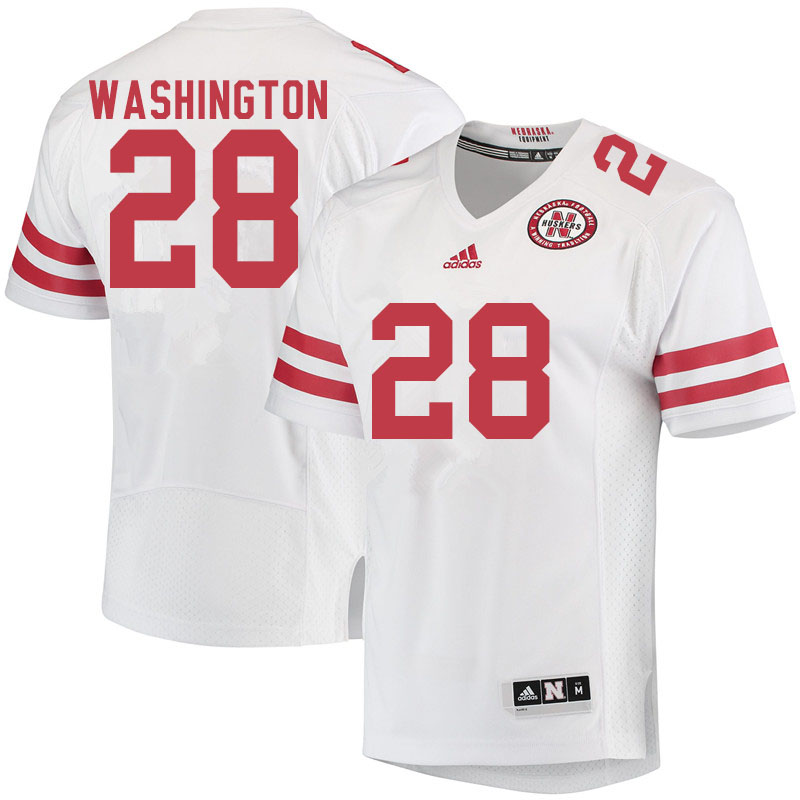 Men #28 Maurice Washington Nebraska Cornhuskers College Football Jerseys Sale-White